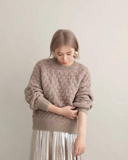 ミックスツイードクルーネックニット