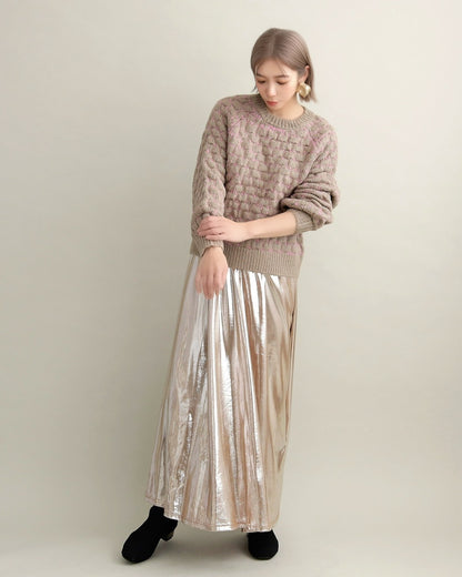 ミックスツイードクルーネックニット