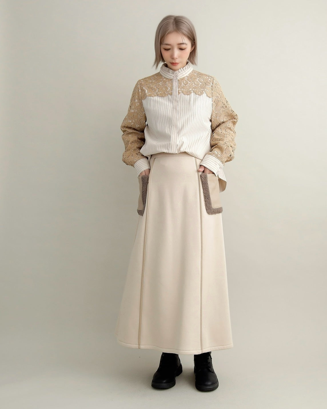 ボアポケットロングスカート