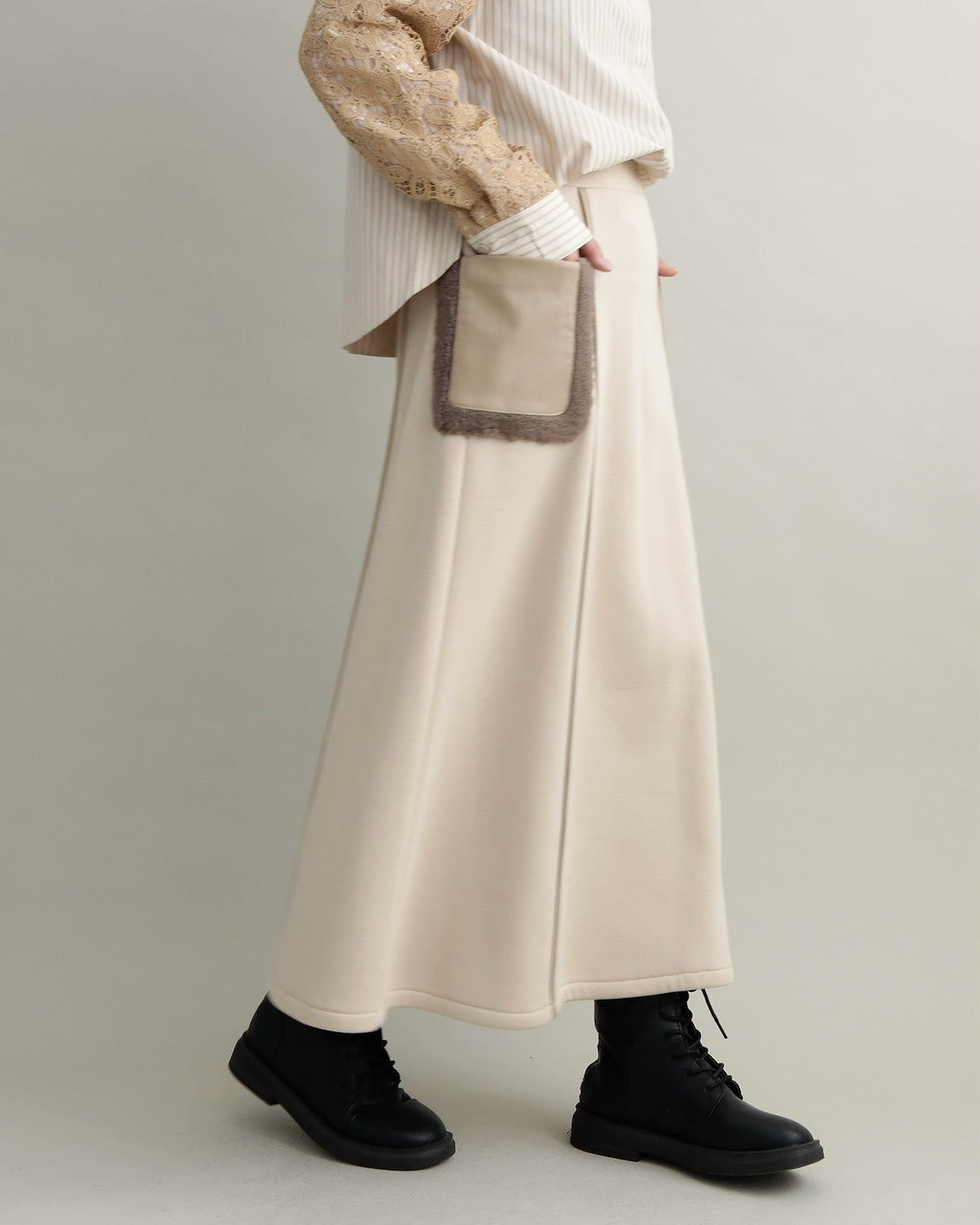 ボアポケットロングスカート
