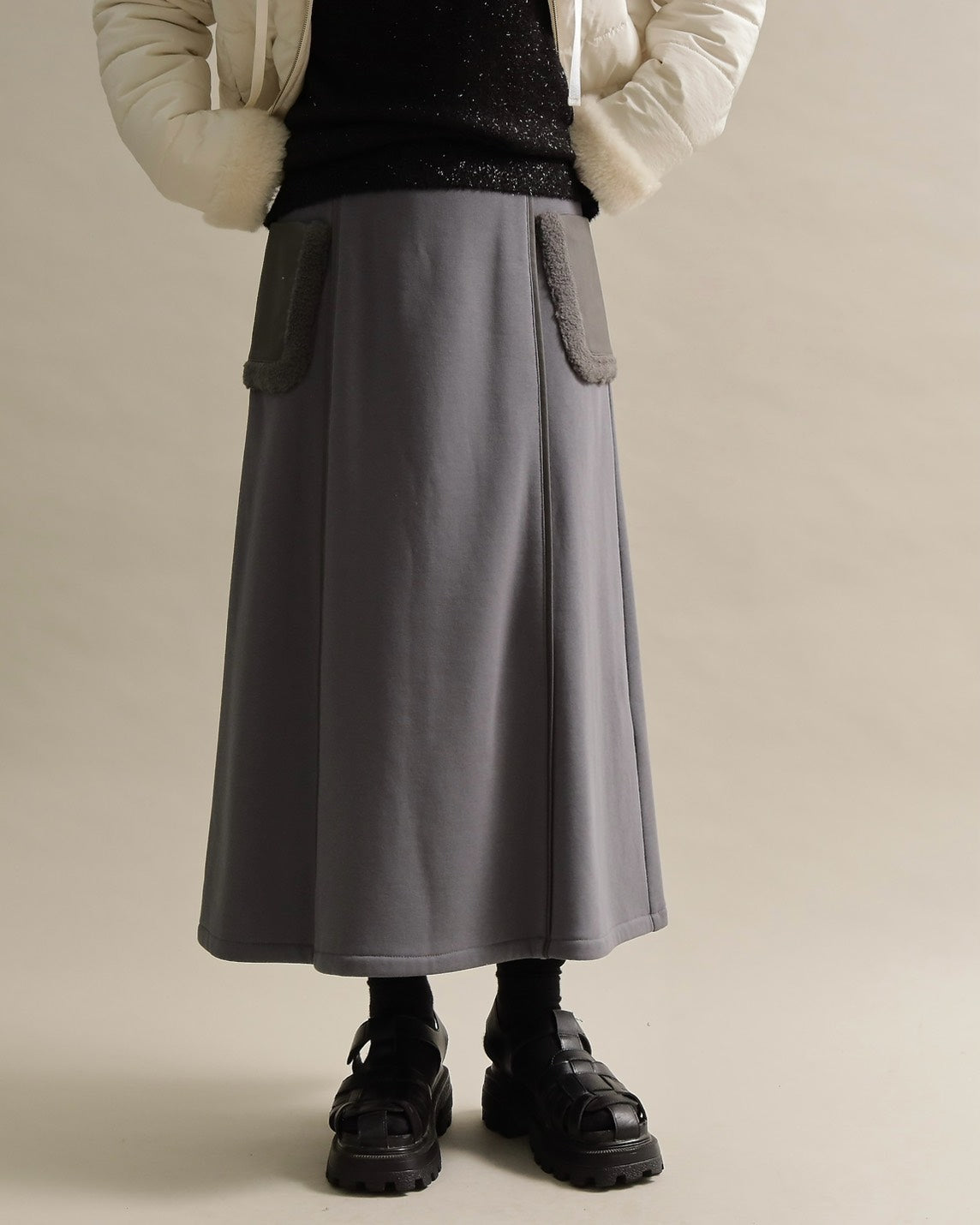 ボアポケットロングスカート