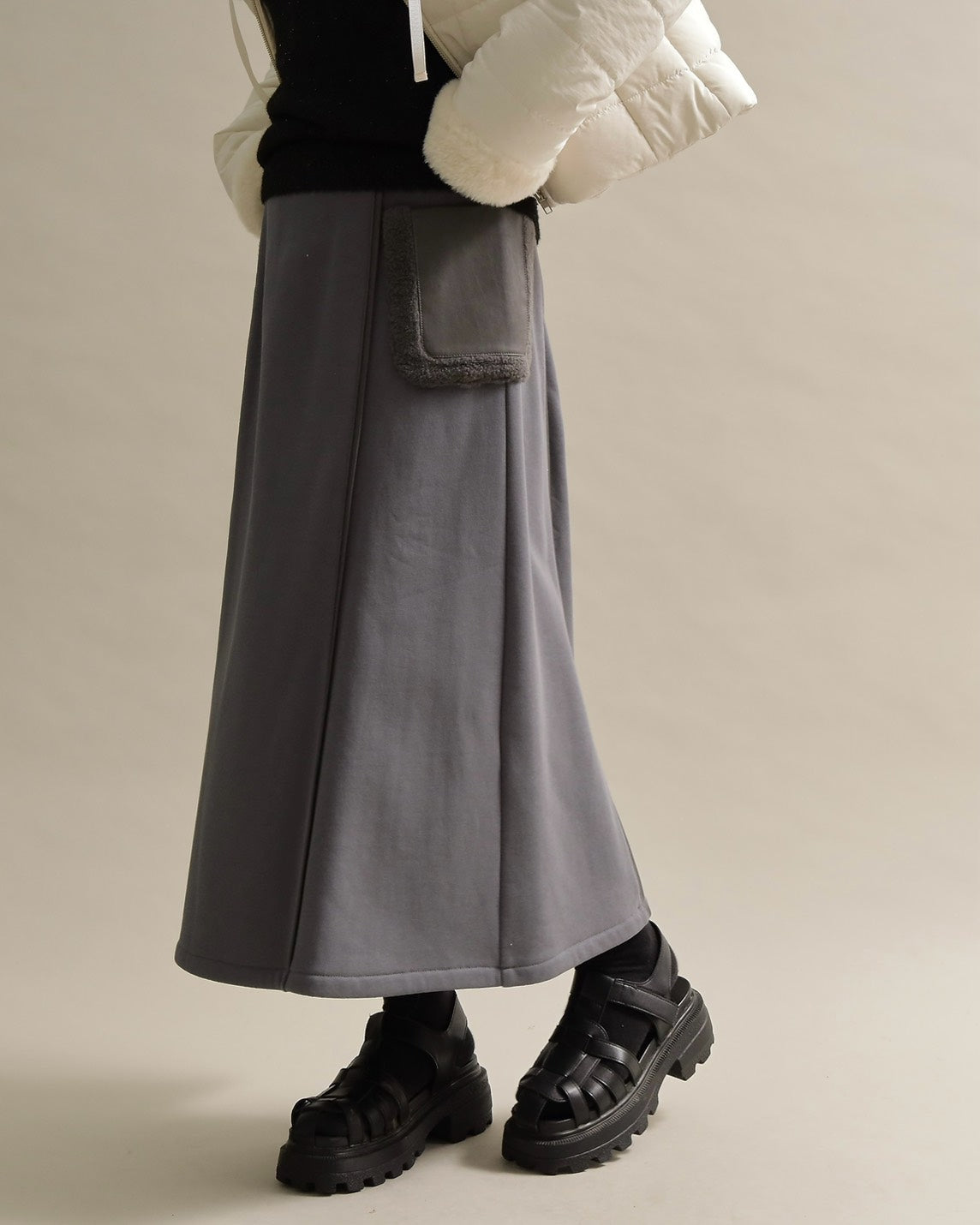 ボアポケットロングスカート